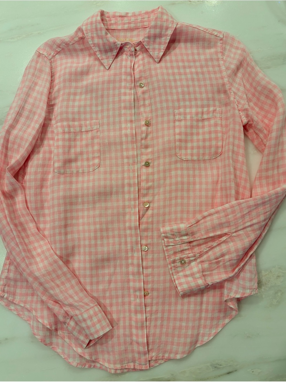 Lilly Pulitzer Pink Linen Button-Down Shirt